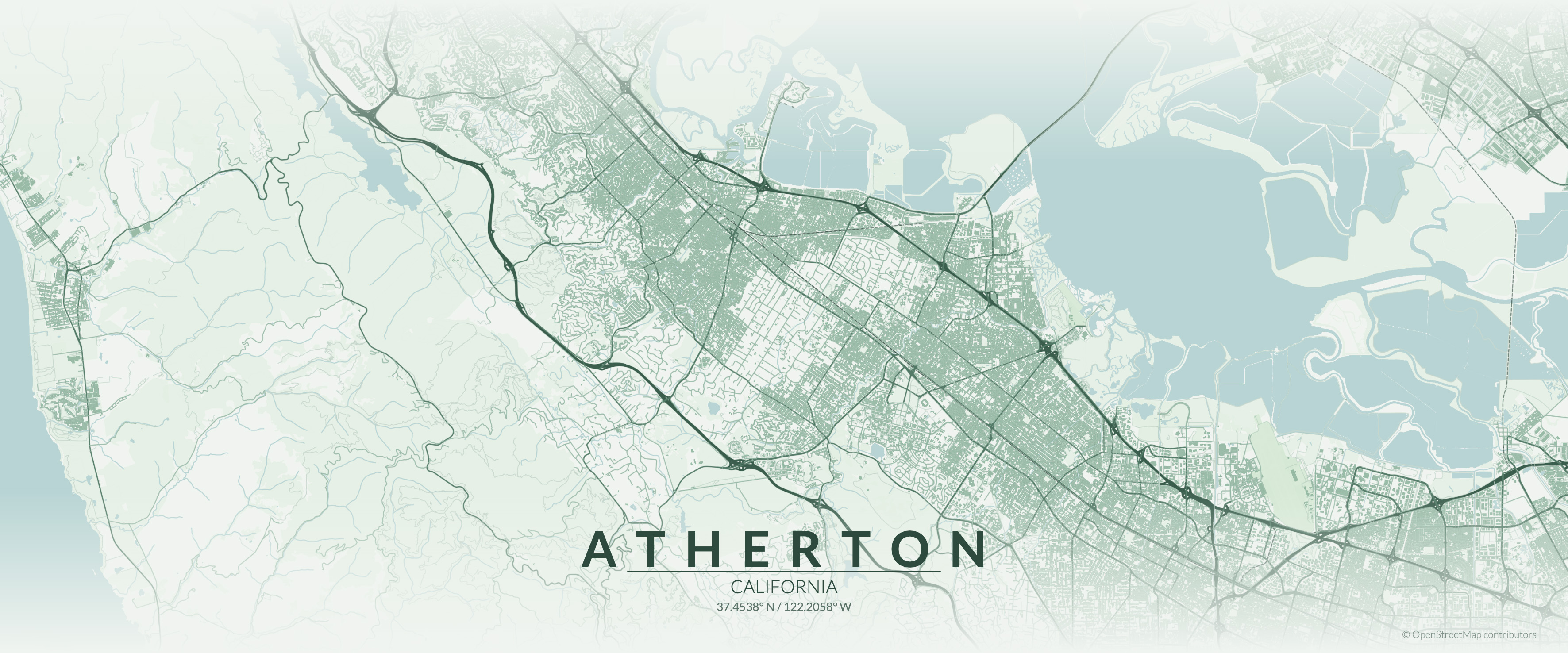 Map showing service area in Atherton