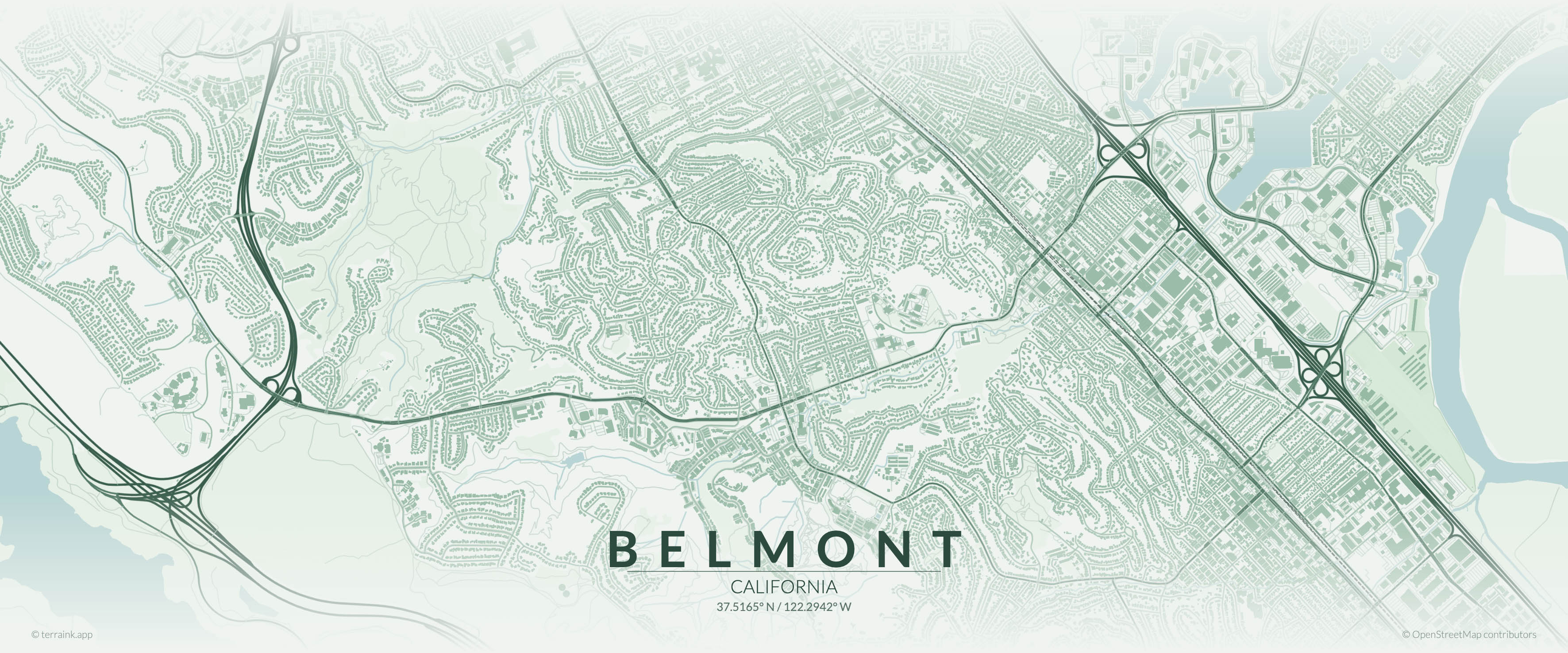 Belmont service area map