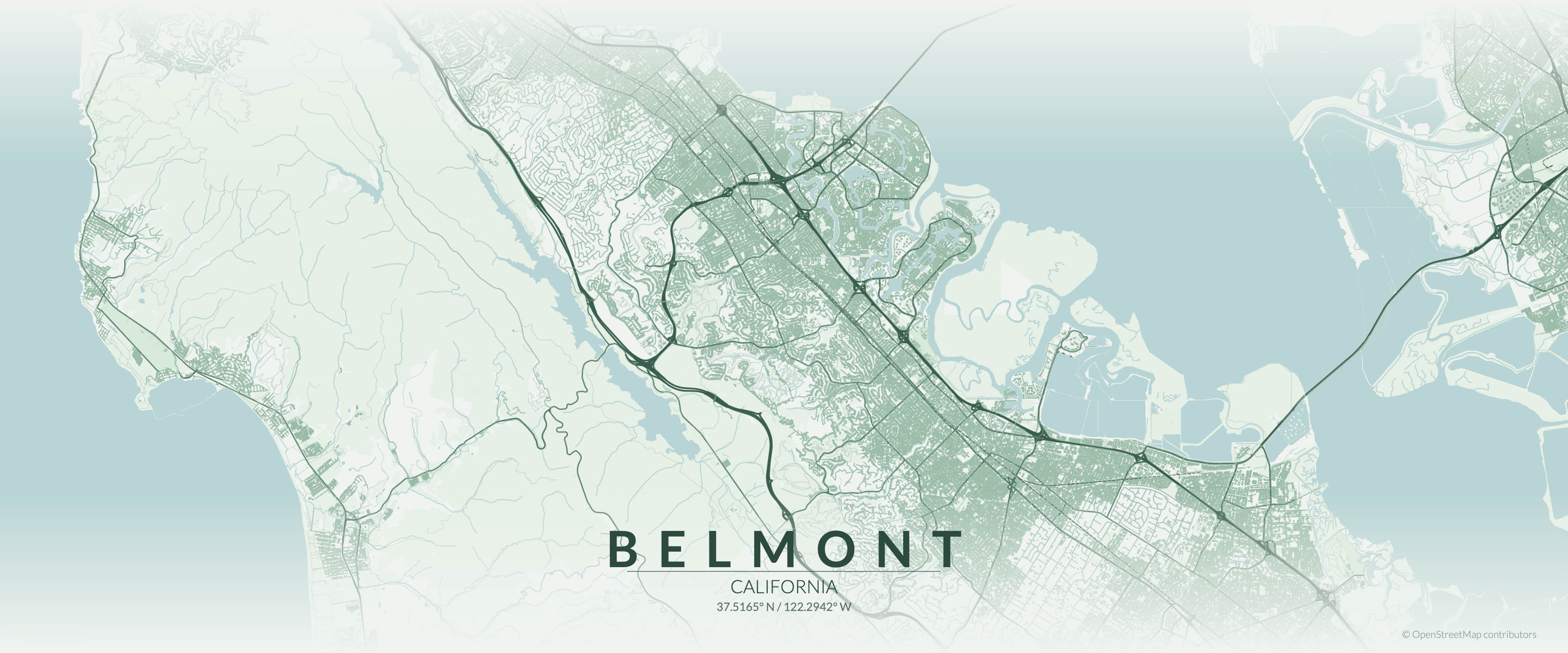Map showing service area in Belmont