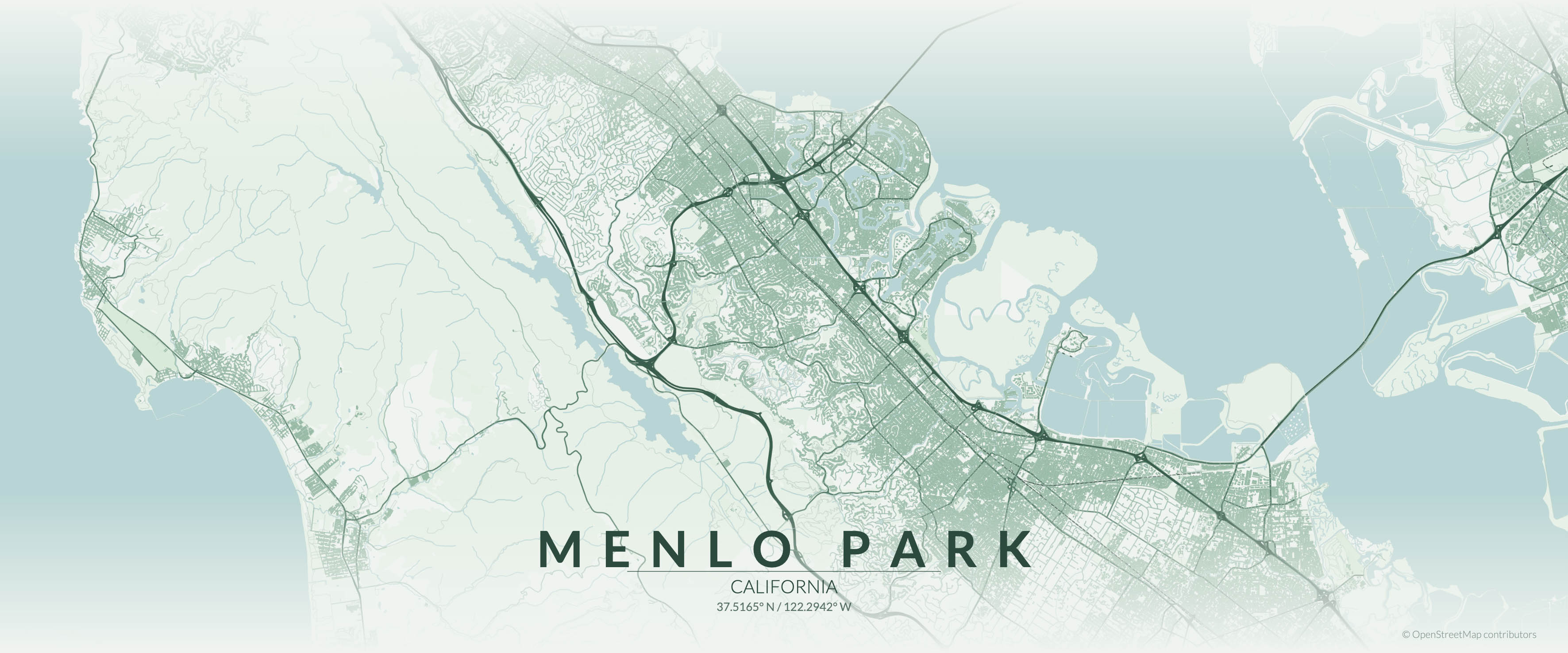 Map showing service area in Menlo Park